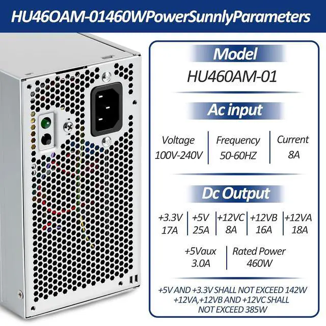 Alt view image 3 of 7 - Upgraded HU460AM-01 WC1T4 D460AM-03 460W Power Supply Compatible with Dell XPS 7100 8000 8100 8300 8500 8700 8900 8910 8920 8930 Alien-Ware Aurora R5 R6 R7