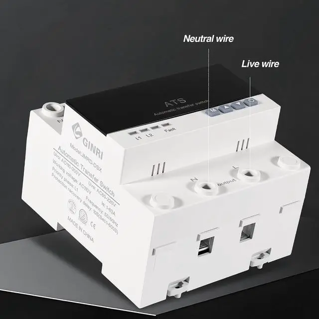 Alt view image 3 of 7 - 63A 110V Automatic Transfer Switch, Auto/Manual Generator Transfer Switch, DIN Rail Mount ATS with LED Display Safety Protections for Home Generator Inverter Utility Power L1 Priority Phase Selector