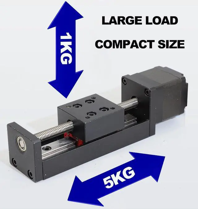 Alt view image 3 of 7 - 50mm Travel Mini Linear Stage Actuator, Linear Rail Slide Actuator with 28 * 30 Stepper Motor, T Screw Rod for DIY CNC Router Parts X Y Z Axis