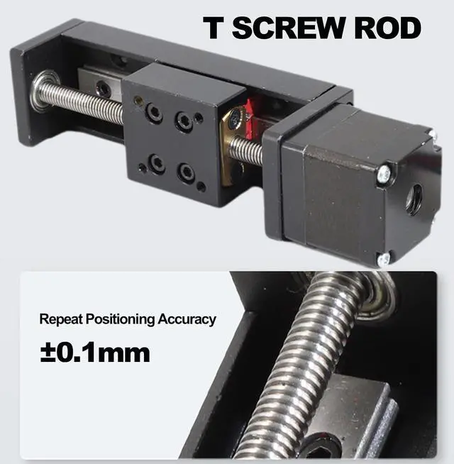 Alt view image 4 of 7 - 50mm Travel Mini Linear Stage Actuator, Linear Rail Slide Actuator with 28 * 30 Stepper Motor, T Screw Rod for DIY CNC Router Parts X Y Z Axis