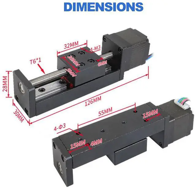 Alt view image 2 of 7 - 50mm Travel Mini Linear Stage Actuator, Linear Rail Slide Actuator with 28 * 30 Stepper Motor, T Screw Rod for DIY CNC Router Parts X Y Z Axis
