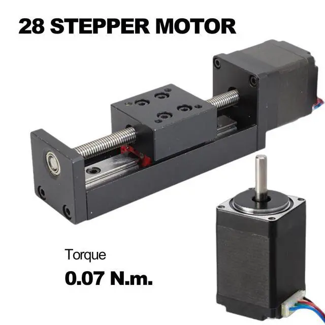 Alt view image 5 of 7 - 50mm Travel Mini Linear Stage Actuator, Linear Rail Slide Actuator with 28 * 30 Stepper Motor, T Screw Rod for DIY CNC Router Parts X Y Z Axis