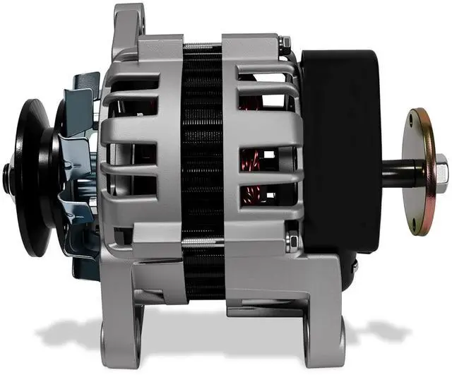 Alt view image 2 of 7 - Permanent Magnet Generator 2000W 14V (For 12V Systems) | 4000RPM Heavy-Duty Copper Coil Alternator w/ Dual-Head (Pulley & Flange) for Single-Cylinder Diesel Engines & Tractors