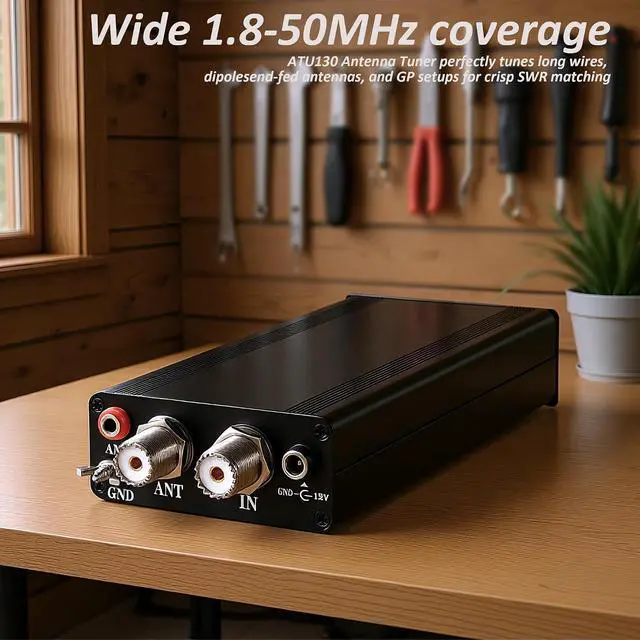 Alt view image 2 of 7 - ATU-130 Antenna Tuner, 1.8-50MHz HAM Radio Antenna Tuner, 200W Micro Shortwave Automatic Antenna Tuner for Home Vehicle Field Radio Use, 10-15VDC OLED Display