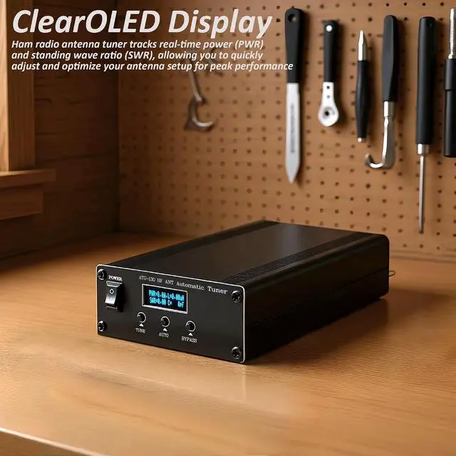 Alt view image 4 of 7 - ATU-130 Antenna Tuner, 1.8-50MHz HAM Radio Antenna Tuner, 200W Micro Shortwave Automatic Antenna Tuner for Home Vehicle Field Radio Use, 10-15VDC OLED Display