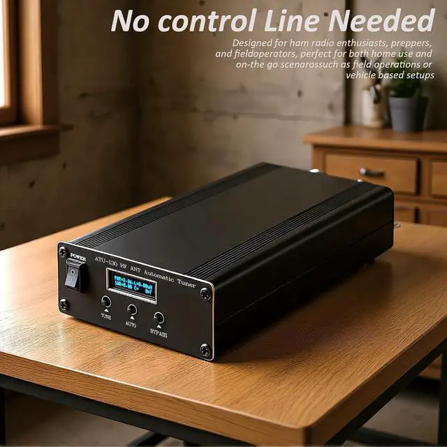 Alt view image 5 of 7 - ATU-130 Antenna Tuner, 1.8-50MHz HAM Radio Antenna Tuner, 200W Micro Shortwave Automatic Antenna Tuner for Home Vehicle Field Radio Use, 10-15VDC OLED Display