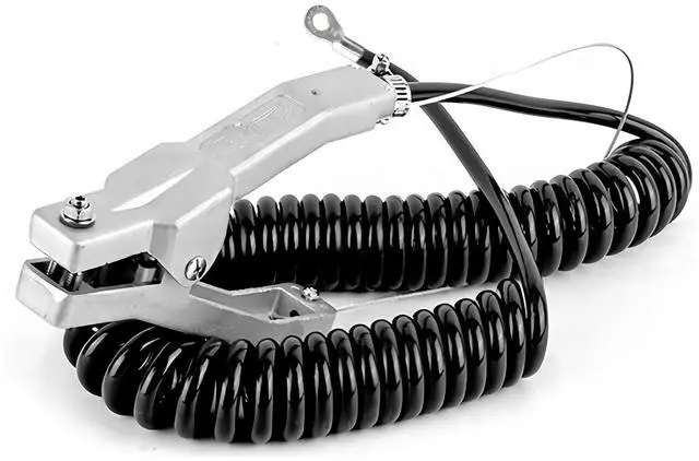 Main image of Ground Cable Clamp, 16.4FT Coiled Grounding Wire, Aluminum Alloy Anti Static Grounding Clamp, with 3 Stainless Steel Nails, 23mm Jaw Capacity, for Gas Station Oil Depot Tank Chemical Plant