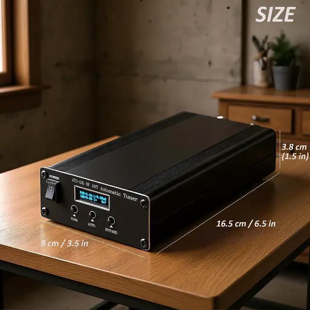 Alt view image 7 of 7 - ATU-130 Antenna Tuner, 1.8-50MHz HAM Radio Antenna Tuner, 200W Micro Shortwave Automatic Antenna Tuner for Home Vehicle Field Radio Use, 10-15VDC OLED Display