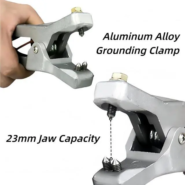 Alt view image 2 of 7 - Ground Cable Clamp, 16.4FT Coiled Grounding Wire, Aluminum Alloy Anti Static Grounding Clamp, with 3 Stainless Steel Nails, 23mm Jaw Capacity, for Gas Station Oil Depot Tank Chemical Plant