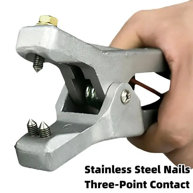 Alt view image 4 of 7 - Ground Cable Clamp, 16.4FT Coiled Grounding Wire, Aluminum Alloy Anti Static Grounding Clamp, with 3 Stainless Steel Nails, 23mm Jaw Capacity, for Gas Station Oil Depot Tank Chemical Plant