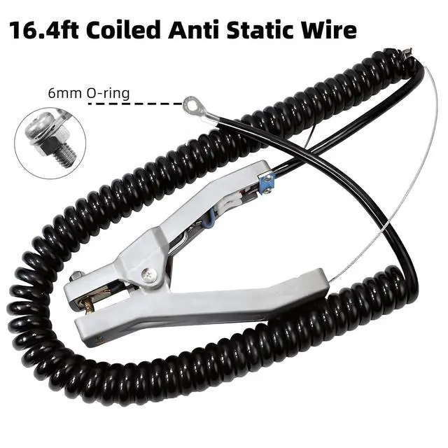 Alt view image 3 of 7 - Ground Cable Clamp, 16.4FT Coiled Grounding Wire, Aluminum Alloy Anti Static Grounding Clamp, with 3 Stainless Steel Nails, 23mm Jaw Capacity, for Gas Station Oil Depot Tank Chemical Plant