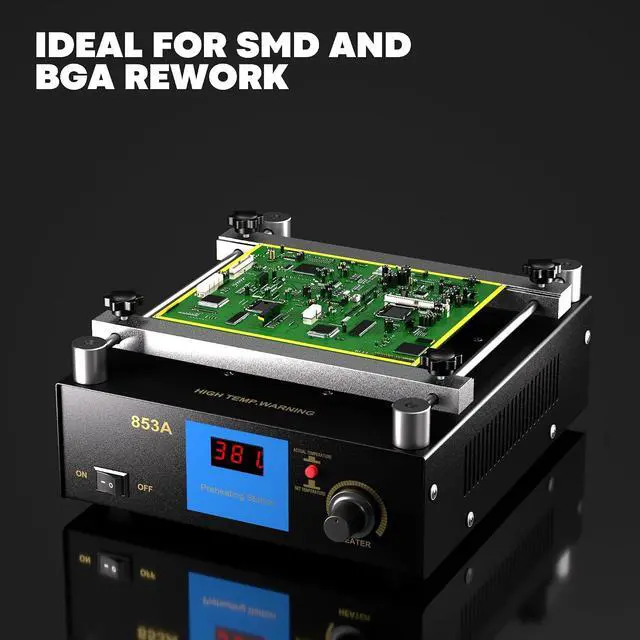 Alt view image 2 of 7 - 853A Soldering Hot Plate, 110V 450W Heating Plate for SMD BGA Rework Station, 50-400°C Infrared Preheating Oven Hot Plate for IR PCB Circuit Board Welding Soldering Repair