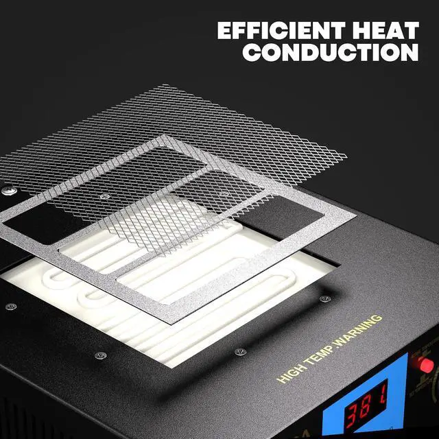 Alt view image 7 of 7 - 853A Soldering Hot Plate, 110V 450W Heating Plate for SMD BGA Rework Station, 50-400°C Infrared Preheating Oven Hot Plate for IR PCB Circuit Board Welding Soldering Repair