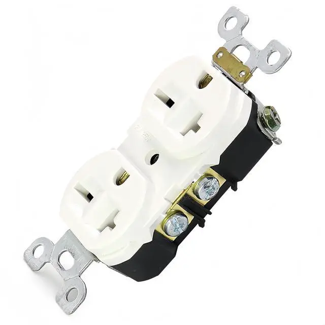 Alt view image 3 of 7 - Nema 6-20 Duplex Receptacle Outlet, 20 Amp 250 Volt Electrical White Outlets, Industrial Grade Wall Light Switch 2 Pole 3 Wire NEMA 6-20R/NEMA 6-15R (10 Pack)