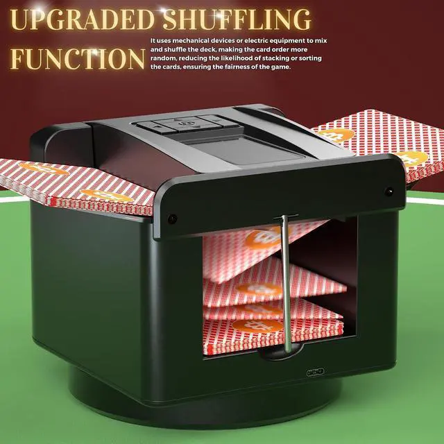 Alt view image 3 of 7 - Automatic Card Shuffler and Dealer, 2 in 1 360° Rotating Card Shuffling+Dealing Machine, Programmable Playing Card Dispenser, Rechargeable Playing Cards Distribution Machine(+4 Dealer Buttons)