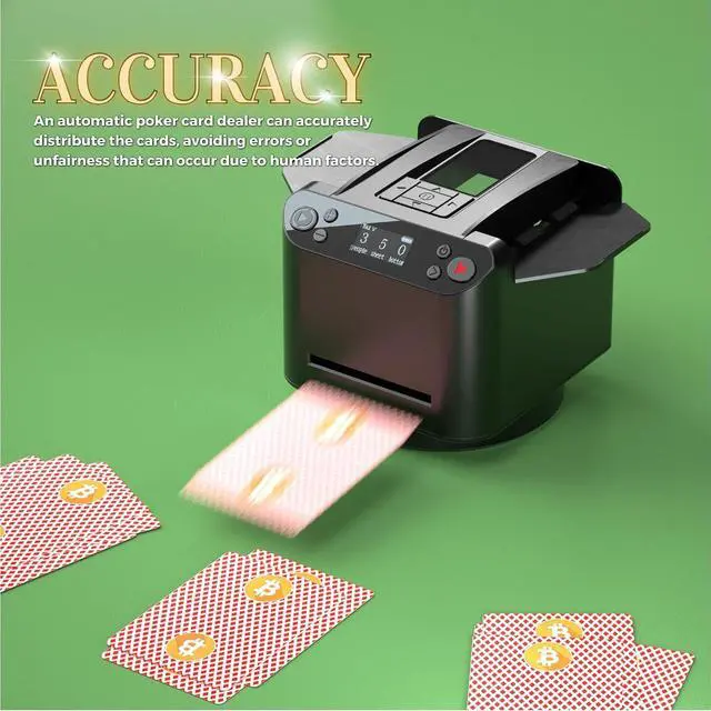 Alt view image 5 of 7 - Automatic Card Shuffler and Dealer, 2 in 1 360° Rotating Card Shuffling+Dealing Machine, Programmable Playing Card Dispenser, Rechargeable Playing Cards Distribution Machine(+4 Dealer Buttons)