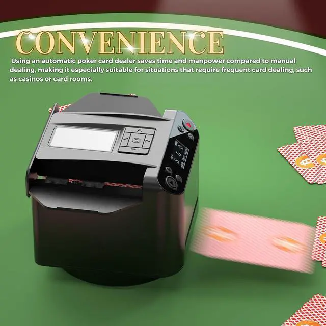 Alt view image 7 of 7 - Automatic Card Shuffler and Dealer, 2 in 1 360° Rotating Card Shuffling+Dealing Machine, Programmable Playing Card Dispenser, Rechargeable Playing Cards Distribution Machine(+4 Dealer Buttons)