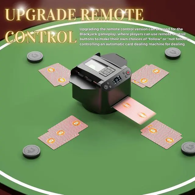Alt view image 4 of 7 - Automatic Card Shuffler and Dealer, 2 in 1 360° Rotating Card Shuffling+Dealing Machine, Programmable Playing Card Dispenser, Rechargeable Playing Cards Distribution Machine(+4 Dealer Buttons)