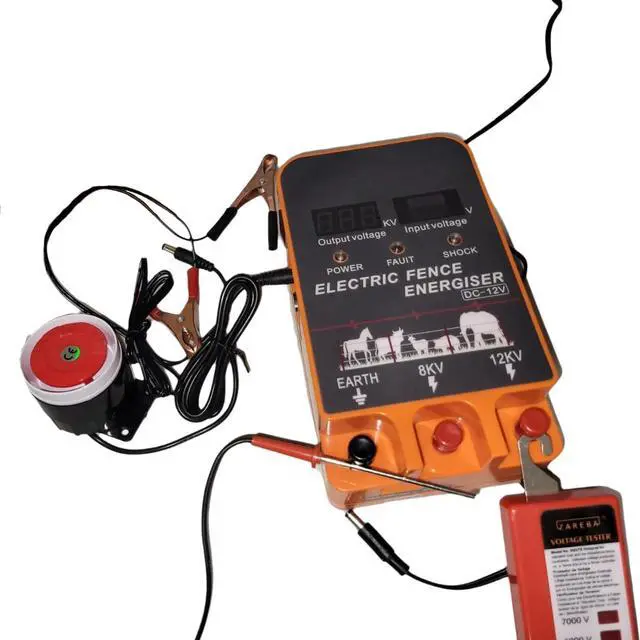 Alt view image 6 of 7 - Electric Fence Energizer, 5.5 Joules 200 Acres Electric Fence Charger, AC & DC Power Supply, Output 8KV 12KV for Cattle Cow Horse Goat Pig Livestock, with Alarm and Remote