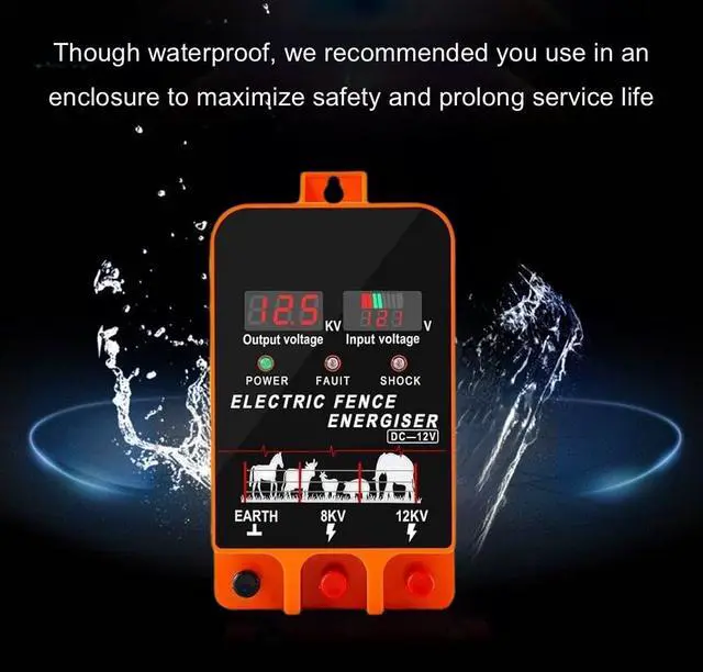 Alt view image 7 of 7 - Electric Fence Energizer, 5.5 Joules 200 Acres Electric Fence Charger, AC & DC Power Supply, Output 8KV 12KV for Cattle Cow Horse Goat Pig Livestock, with Alarm and Remote