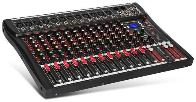Main image of Professional Audio Mixer, 12 Channel Bluetooth USB Live Studio DJ Mixer Board with MP3 Player U Disk 48V Phantom Power Source XLR Outputs for PC Recording, CT120