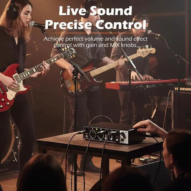 Alt view image 7 of 7 - USB Audio Interface for PC Recording, 24-bit/192kHz Computer Audio Interface for Recording Music, 48V Phantom Power Music Recording Studio Equipment, for Home Studio Guitar Podcast Streaming
