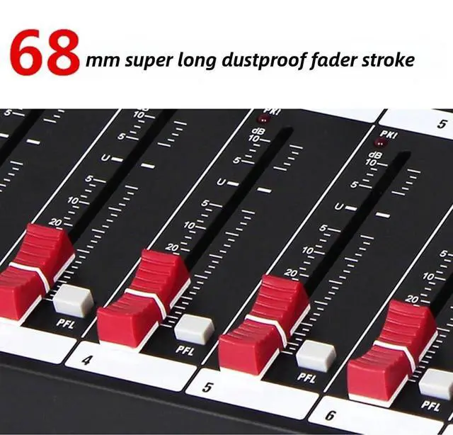Alt view image 7 of 7 - Professional Audio Mixer, 12 Channel Bluetooth USB Live Studio DJ Mixer Board with MP3 Player U Disk 48V Phantom Power Source XLR Outputs for PC Recording, CT120