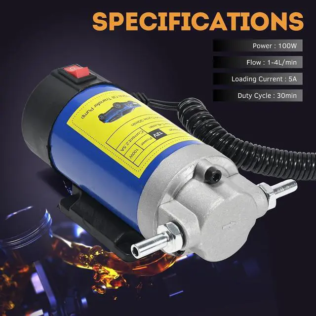 Alt view image 2 of 6 - Oil Transfer Pump 12V, 100W Self Priming Oil Change Pump, Portable Gear Oil Pump, Zikepa Engine Oil Extractor Pump for Boats Cars RVs Trucks Motorcycles Lawnmowers