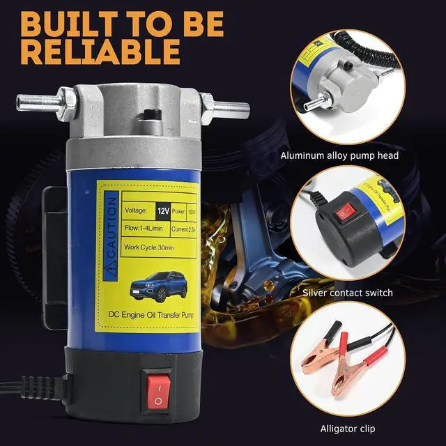 Alt view image 4 of 6 - Oil Transfer Pump 12V, 100W Self Priming Oil Change Pump, Portable Gear Oil Pump, Zikepa Engine Oil Extractor Pump for Boats Cars RVs Trucks Motorcycles Lawnmowers