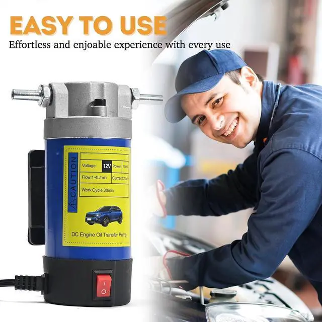 Alt view image 3 of 6 - Oil Transfer Pump 12V, 100W Self Priming Oil Change Pump, Portable Gear Oil Pump, Zikepa Engine Oil Extractor Pump for Boats Cars RVs Trucks Motorcycles Lawnmowers