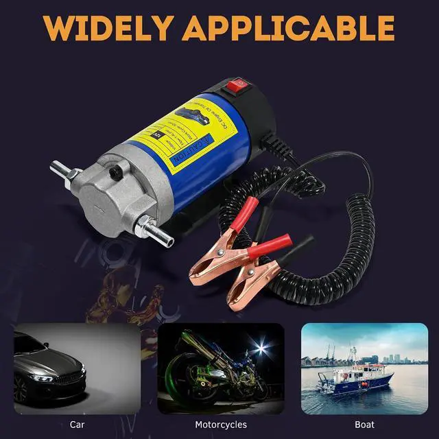 Alt view image 5 of 6 - Oil Transfer Pump 12V, 100W Self Priming Oil Change Pump, Portable Gear Oil Pump, Zikepa Engine Oil Extractor Pump for Boats Cars RVs Trucks Motorcycles Lawnmowers