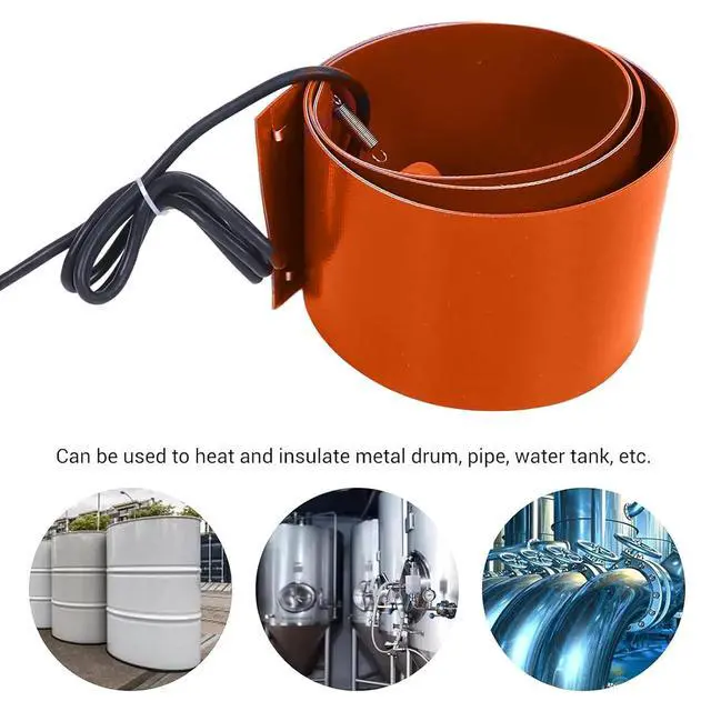 Alt view image 3 of 7 - Metal Drum Heater for 55 Gallon Barrel, 110V Bucket Heater for Metal Oil Drum, Heating Band with Adjustable Thermostat, Heavy Duty Silicone Rubber Grease Keg Honey Pail Heater (68.5" x 5")