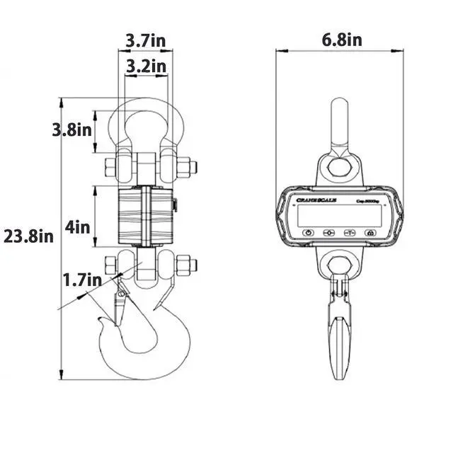 Alt view image 2 of 7 - 22000lb/10000kg Digital Crane Scale, Heavy Duty Industrial Hanging Scale, Battery Powered High Accuracy Electronic Scale, LCD Kilograms and Pounds Display