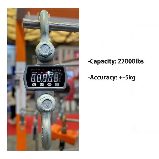 Alt view image 6 of 7 - 22000lb/10000kg Digital Crane Scale, Heavy Duty Industrial Hanging Scale, Battery Powered High Accuracy Electronic Scale, LCD Kilograms and Pounds Display