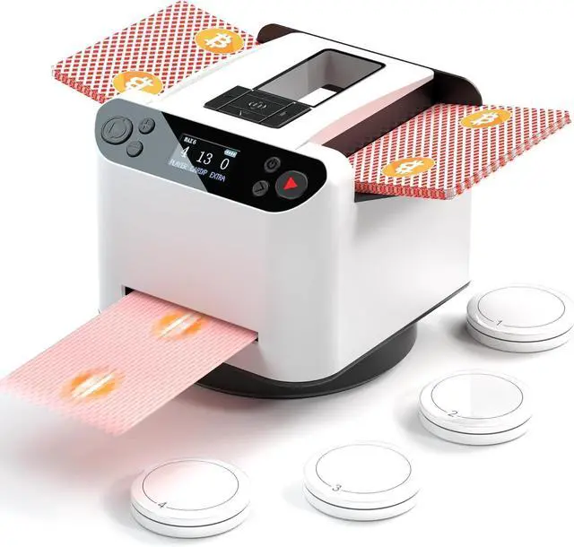 Main image of Automatic Card Shuffler and Dealer, 360° Rotating Card Shuffler, 2-Deck Card Dealer Machine with 4 Buttons, 1-8 Players for UNO Texas Hold'em Blackjack Poker, Phase 10, Skip-Bo, Rummy