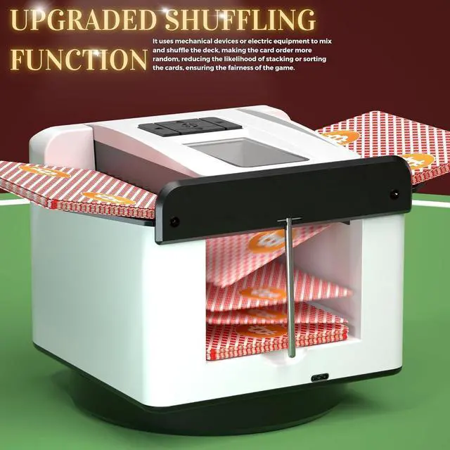 Alt view image 2 of 7 - Automatic Card Shuffler and Dealer, 360° Rotating Card Shuffler, 2-Deck Card Dealer Machine with 4 Buttons, 1-8 Players for UNO Texas Hold'em Blackjack Poker, Phase 10, Skip-Bo, Rummy