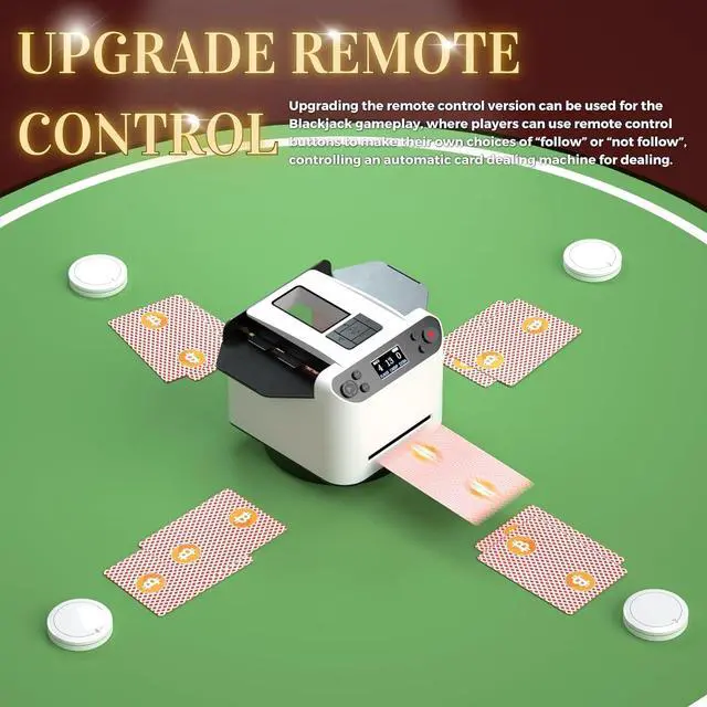Alt view image 3 of 7 - Automatic Card Shuffler and Dealer, 360° Rotating Card Shuffler, 2-Deck Card Dealer Machine with 4 Buttons, 1-8 Players for UNO Texas Hold'em Blackjack Poker, Phase 10, Skip-Bo, Rummy