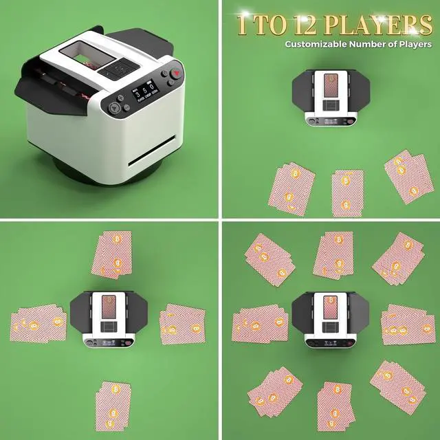 Alt view image 7 of 7 - Automatic Card Shuffler and Dealer, 360° Rotating Card Shuffler, 2-Deck Card Dealer Machine with 4 Buttons, 1-8 Players for UNO Texas Hold'em Blackjack Poker, Phase 10, Skip-Bo, Rummy