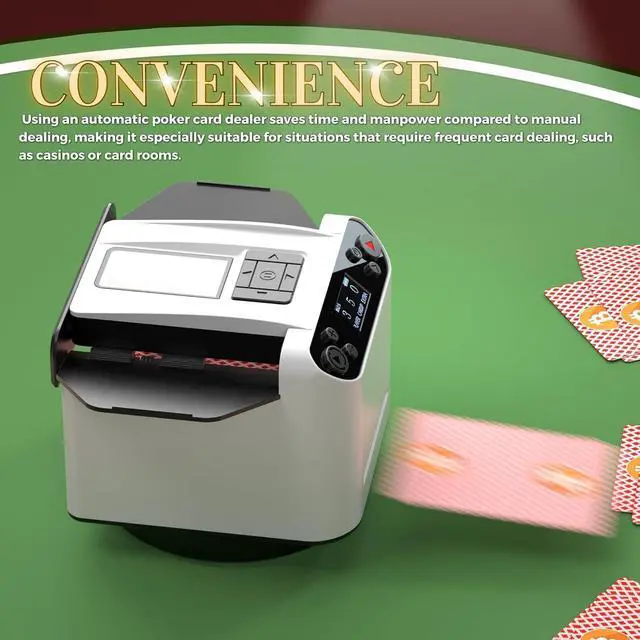 Alt view image 6 of 7 - Automatic Card Shuffler and Dealer, 360° Rotating Card Shuffler, 2-Deck Card Dealer Machine with 4 Buttons, 1-8 Players for UNO Texas Hold'em Blackjack Poker, Phase 10, Skip-Bo, Rummy