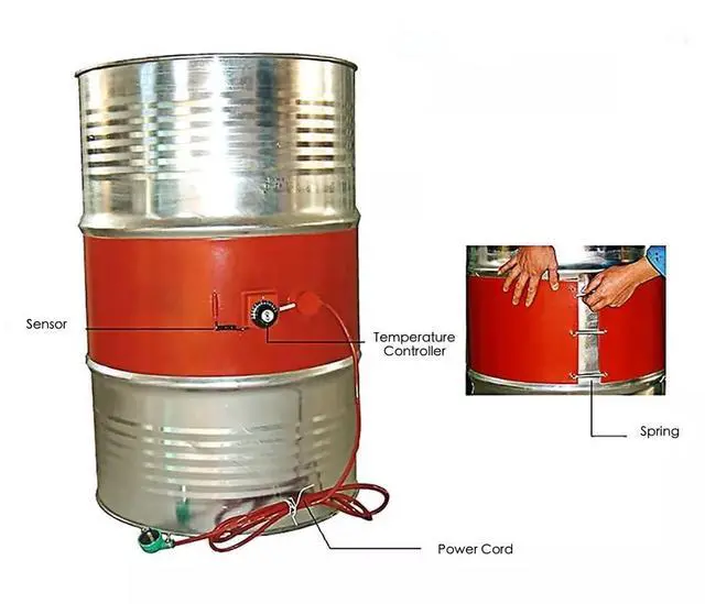 Alt view image 5 of 5 - 55 Gallon Drum Heater, 1200W Silicone Rubber Heating Pad with Temperature Controller for Metal Barrel Pail Guitar Side Bending Heated Blanket, Max. 120, 174x25cm / 68.5x9.8 by Zikepa