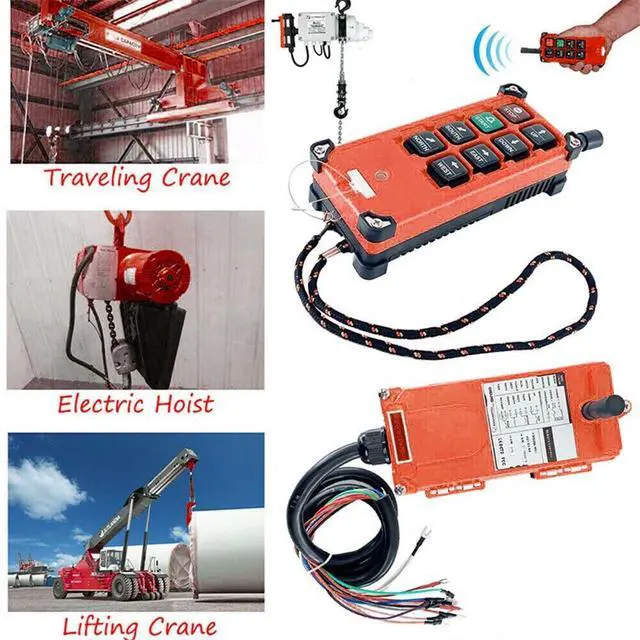 Alt view image 2 of 6 - Wireless Crane Remote Control, 2X 8-Button Transmitter + 1x Receiver, 12V-72V Industrial Channel Electric Hoist Lift Controller Wireless Switch Transimitter Receiver
