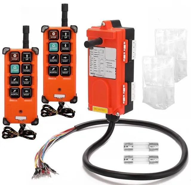Main image of Wireless Crane Remote Control, 2X 8-Button Transmitter + 1x Receiver, 12V-72V Industrial Channel Electric Hoist Lift Controller Wireless Switch Transimitter Receiver