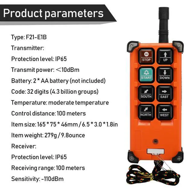 Alt view image 3 of 6 - Wireless Crane Remote Control, 2X 8-Button Transmitter + 1x Receiver, 12V-72V Industrial Channel Electric Hoist Lift Controller Wireless Switch Transimitter Receiver