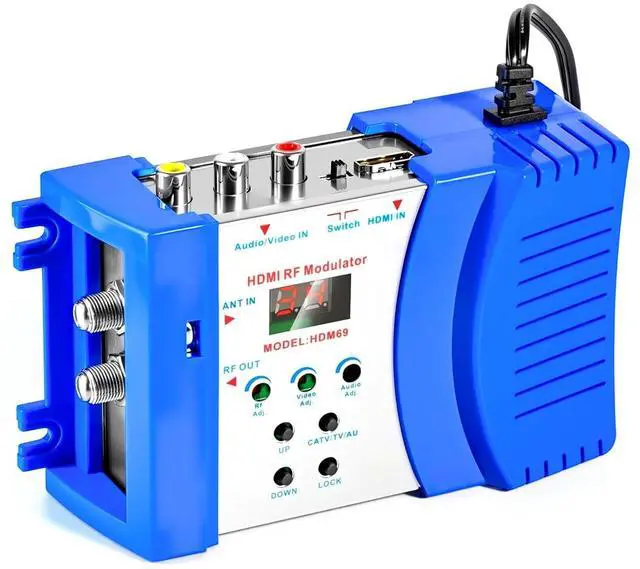 Main image of HDMI to RF Modulator, VHF UHF AV to RF Coaxial Converter, CVBS RCA HDMI to RF Modulator Adapter, for TV PAL NTSC Format, for Home TV Switch Audio Video, Female F Type Connectors