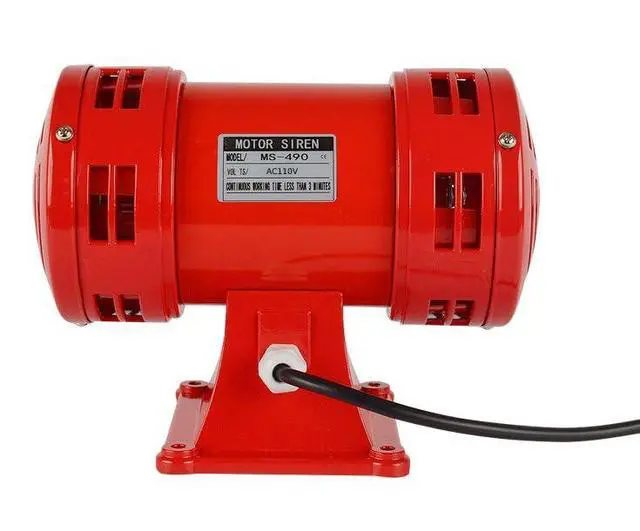 Alt view image 2 of 4 - Base Mount Air Raid Siren, 120dB Electric Emergency Safety Alarm, Motor Driven Metal Air Horn, Continuous Loud Tornado Alarm 110V