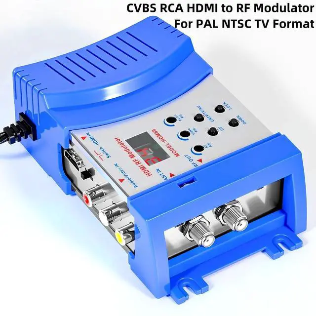 Alt view image 3 of 7 - HDMI to RF Modulator, VHF UHF AV to RF Coaxial Converter, CVBS RCA HDMI to RF Modulator Adapter, for TV PAL NTSC Format, for Home TV Switch Audio Video, Female F Type Connectors