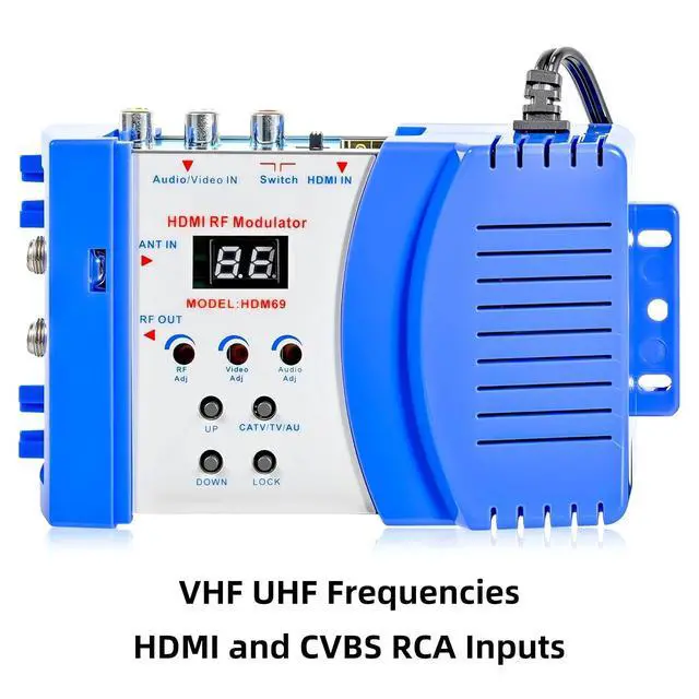 Alt view image 2 of 7 - HDMI to RF Modulator, VHF UHF AV to RF Coaxial Converter, CVBS RCA HDMI to RF Modulator Adapter, for TV PAL NTSC Format, for Home TV Switch Audio Video, Female F Type Connectors