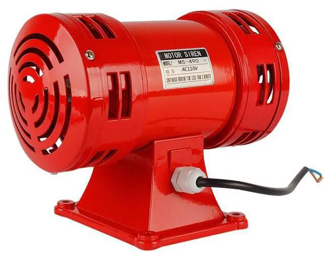 Main image of Base Mount Air Raid Siren, 120dB Electric Emergency Safety Alarm, Motor Driven Metal Air Horn, Continuous Loud Tornado Alarm 110V
