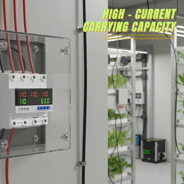 Alt view image 5 of 7 - 63A 110V/240V Automatic Transfer Switch | 50/60Hz Over and Under Voltage Protector for Generator Backup Power, DIN Rail Mount
