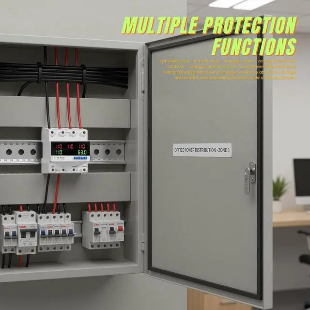 Alt view image 2 of 7 - 63A 110V/240V Automatic Transfer Switch | 50/60Hz Over and Under Voltage Protector for Generator Backup Power, DIN Rail Mount